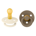 Set 2 suzete Bibs Colour Latex tetina rotundă 6 luni + Ivory/Dark Oak