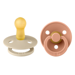 Set 2 suzete Bibs Colour Latex tetina rotundă 6 luni + Vanilla/Peach