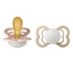 Set 2 suzete Bibs Supreme Fosforescente Glow Latex tetina simetrica 6 luni+ Blush/Vanilla