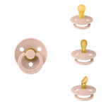 Set 3 suzete Colour Latex Bibs rotundă simetrica & anatomica 0 luni + Blush