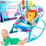 Balansoar multifunctional pentru copii MalPlay Blue Lion, prevazut cu sunete si vibratii, dimensiune 64 x 46 x 65 cm