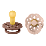 Set 2 suzete Bibs Boheme Latex tetina rotundă 6 luni + Blush/Woodchuck