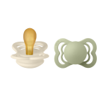 Set 2 suzete Bibs Supreme Latex tetina simetrica 0 luni + Ivory/Sage