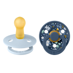 Set 2 suzete Bibs x Liberty Colour Chamomile Lawn Latex tetina rotundă 6 luni+ Baby Blue/Steel Blue