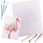 Set pictura pe numere cu acuarele 40x50cm Flamingo