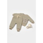 Set bluza dublata si pantaloni Ursulet Winter muselin 100% bumbac Verde BabyCosy 18-24 Luni