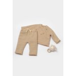 Set bluza dublata si pantaloni Winter muselin 100% bumbac  Apricot BabyCosy 18-24 Luni