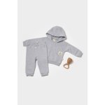 Set hanorac cu gluga si pantaloni Two thread 100%bumbac organic Gri BabyCosy 12-18 Luni