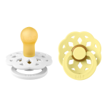 Set 2 suzete Bibs Boheme Latex tetina rotundă 0 luni + White/Sunshine