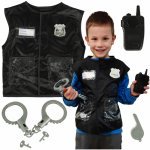 Costum de carnaval pentru copii, model Agent Politist cu accesorii incluse, varsta 3-8 ani