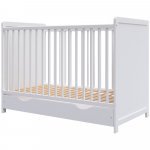 Patut copii din lemn Paula 120x60 alb cu sertar