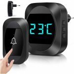 Sonerie Wireless cu Termometru raza actiune 200m Negru