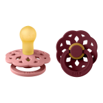 Set 2 suzete Bibs Boheme Latex tetina rotundă 0 luni + Dusty Pink/Elderberry