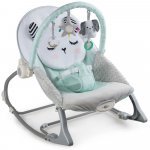 Balansoar multifunctional cu vibratii si arcada cu jucarii,husa detasabila,baza antiderapanta si centuri de siguranta Nukido Panda Mint