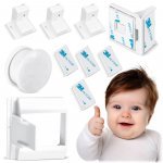 Set 4 protecții magnetice pentru copii Ricokids Alb pentru mobilier, instalare cu adeziv 3M