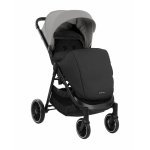 Cărucior pentru copii KikkaBoo Sarah Grey 2023, 0-48luni până la 22kg cu suspensii,spătar reglabil cu poziție somn,Mâner din piele ecologică,tavita,husa de ploaie,husa picioare și suport pahar incluse