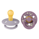Set 2 suzete Bibs x Liberty Colour Capel Latex tetina rotundă 0 luni+ Fossil Grey/Mauve