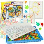 Set creativ pentru copii, Ikonka, cu 296 piese multicolore, dimensiune placa 27 x 19 cm, creative mosaic