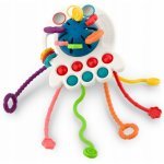 Jucărie dentitie pentru bebeluși Ricokids Pull Strings senzoriala, Montessori multifuncțională, cu corzi elastice cu diverse proeminențe,forme,texturi și culori