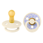 Set 2 suzete Bibs Colour Studio Collection Flower Latex tetina rotundă 6 luni+ Ivory