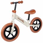 Bicicleta de echilibru fara pedale, cu Ghidonul si Saua ergonomica reglabile in inaltime, roti de 12 inch din spuma EVA si manere anti-alunecare White/Brown