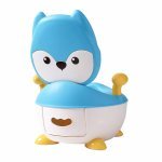 Oliță pentru copii Little Mom Blue Fox cu colac moale spumă PU, mânere laterale, benzi antialunecare, Non-Toxic, compartiment detașabil, ușor de curățat