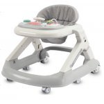 Premergator pentru copii Little Mom Driver Grey cu șezut reglabil in înălțime, panou interactiv cu sunete, roți silențioase pivotante 360, sistem de frânare, dimensiune 70 x 58 x 56cm