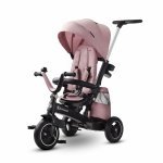 Tricicleta pentru copii Kinderkraft Easytwist Mauvelous Pink, cu scaun reversibil, pozitie de somn, cauciucuri PU, protectie UV de la varsta de 9 luni