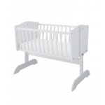 Patut balansoar din lemn Nichiduta Sweet Dream White pentru bebelusi 90x40 cm cu roti incluse,Mutare usoara,Margini rotunjite,Vopsele si materiale sigure,Solid si sigur de utilizat