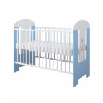 Patut din lemn PAL Nichiduta Ptilou Blue Prince cu sistem 3 bare detasabile, Somiera reglabila pe 3 nivele de inaltime, Vopsea sigura pe baza de apa, Design modern, Margini rotunjite,Dimensiuni interioare 120x60cm