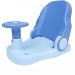 Scaun de baie Little Mom Driver Blue cu volan si spatar reglabil in 3 pozitii, margini rotunjite, fixare cu ventuze, dimensiune 20x40x18 cm, varsta recomandata 6 luni+
