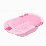 Cadita bebelusi Little Mom Apple Pink cu margini rotunjite, design ergonomic, buton de scurgere apa, dimensiuni 88 x 50.5 cm, varsta recomandata 0-12 luni