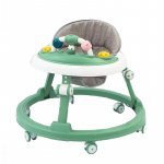 Premergator pentru copii Little Mom Light Green educational, cu lumini si sunete, pliabil si ajustabil in inaltime, cu 6 roti silentioase, dimensiune 67 x 67 x 46 cm