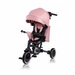 Tricicleta pentru copii Lionelo Tris Plus Roz Ultrapliabila, Multifunctionala, Pana la 25 kg, Inclinare spatar in fata si in spate, Suport picioare, Control al directiei, Scaun reversibil, Rotire 360 grade, Conform cu EN71