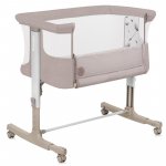 Patut co-sleeper 3 in 1 Lionelo Aurora cu leganare si setare unghiulara bej, saltea, geanta transport, reglabil in 5 pozitii pe inaltime, greutate suportata 9 kg, 85x60x66 cm