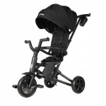Tricicleta pentru copii Qplay Nova Niello Negru ultrapliabila, cu cadru din aluminiu, sezut reversibil 360, spatar reglabil, suport pentru picioare, roti din cauciuc Eva de la 10 luni pana la 25 kg