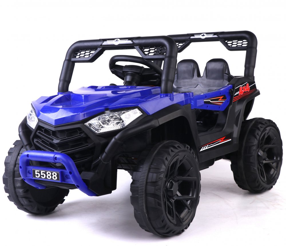 Mașinuță electrica pentru copii Nichiduța 12V Off Road Race Blue cu telecomanda 2.4G,faruri cu lumini LED, sunete,muzica, 2 motoare x 35w,funcție slow start,mufa USB,centura de siguranța