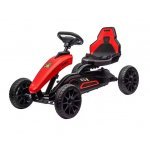 Kart pentru copii Nichiduta Speed Red, structura metalica, cu pedale si roti silentioase din spuma EVA, scaun reglabil, frana de mana pe rotile din spate, greutate maxima admisa 30 kg, dimensiune 100 x 58 x 58.5 cm