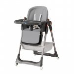 Scaun de masă pentru copii Little Mom Grey multifuncțional 3 in 1, pliabil, cu tavita dublă extensibilă, roți cu sistem de blocare, coș pentru accesorii și husa detașabilă, dimensiune 71 x 48 x 89 cm
