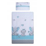 Lenjerie patut cu 3 piese 120x60 cm Elefant albastru