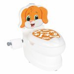 Olita educationala muzicala Pilsan Puppy cu baza antialunecare,suport hartie igienica si vas colectare detasabil,design ergonomic,cutie muzicala iluminata cu efect de sunet sifon