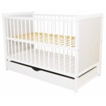 Patut din lemn 120 x 60 cm multifunctional cu sertar si somiera reglabila Nichiduta Cezar Alb