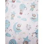 Set 3 piese paturica cu cearsaf si pernuta 160x80 cm Ursuleti zburatori Albastru