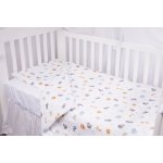 Lenjerie patut cu 3 piese 120x60 cm din bumbac model Animalute safari