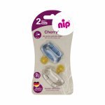 Set 2 suzete Nip Cherry Boy cu tetina rotundă din latex natural 6+ luni
