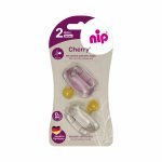 Set 2 suzete Nip Cherry Girl cu tetina rotundă din latex natural 6+ luni
