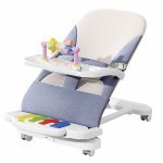 Balansoar pentru copii NiceKids, pliabil, cu roti si pian detasabil, 3 nivele de inclinare, tavita detasabila, Jucarii interactive atasate, 40 x 68 x 67 cm, Blue