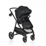 Carucior transformabil 2in1 Moni Bingo Anthracite cu sezut reversibil,pana la 4 ani sau 22kg,spatar reglabil,capotina XXL cu 4 sectiuni,pliere compacta cu unitatea scaunului,roti rezistente,husa picioare si geanta incluse