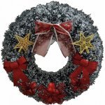 Coroniță de Crăciun XXL pentru ușă și casa Novokids Christmas Crown, Diametru 47 cm, Cu decorațiuni, Model Brad Nins, Verde cu Alb