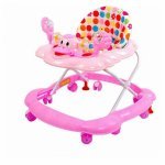Premergator Novokids Ratusca Roz pliabil, reglabil in 3 trepte, 8 roti, melodii